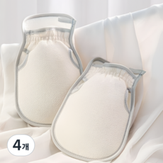 Gguji 溫和好搓澡巾手套, 米色, 4個, 1入