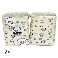 Cute 狗狗絨毛鉛筆盒, 2個, 象牙白狗狗