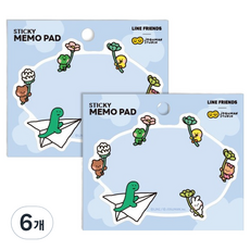 플라잉웨일즈 라인프렌즈 조구만 미니니 점착메모지, 비행, 50매, 6개