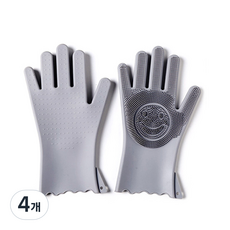 실리콘 수세미 좌우 장갑, 그레이, 4개
