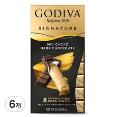 고디바 시그니쳐 90% 코코아 다크 초콜릿 미니바, 80g, 6개