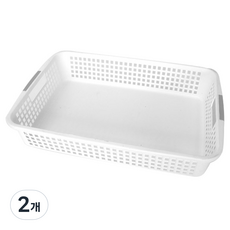 데코 다용도 직사각 바구니, 화이트, 2개