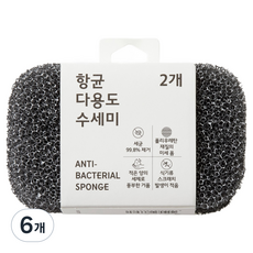 JAJU 抗菌多用途菜瓜布 黑色, 6個