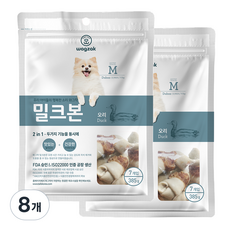 와그작 강아지 밀크본 덴탈껌 M, 오리, 385g, 8개