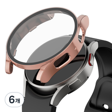 누아트 갤럭시워치 하드 케이스 풀커버 액정보호 강화유리 40mm 1개입, 로즈골드, 6개