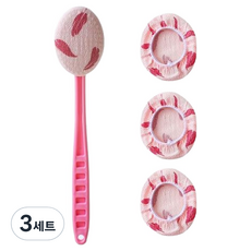 Celliving 搓澡巾 後背刷 + 後背握把補充包 3入組 370 x 105 x 75 mm, 3套, 粉紅色