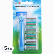 여성용 티지 6중날 바디 일회용 면도기 + 면도날 6p 세트 블루, 5세트