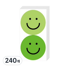 Donna&deco 雙色純淨微笑5cm貼紙, 綠色 綠色, 240件