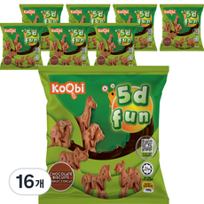 5D 동물모양 비스켓 초코 과자, 108g, 16개