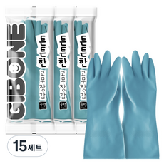 기본에 튼튼한 고무장갑, 토파즈 블루, 중(M), 15세트