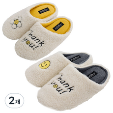 라벨라코 땡큐 실내화 2종 세트, 옐로우(여) + 크림(남), 2개