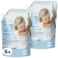 네이쳐러브메레 유아 쿨 프레쉬 섬유유연제 화이트코튼향 리필, 1.3L, 1개입, 6개