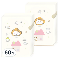 포포팬시 미오니 캐릭터 반투명 L홀더 A4 파일, 60개, 아이보리