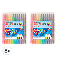 BosungInd 鑽石轉盤式色鉛筆, 12色, 8個