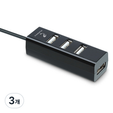 플레오맥스 USB 2.0 4포트 허브 PUH-K204, 블랙, 3개