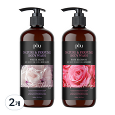 플루 네이처 앤 퍼퓸 바디워시 화이트 머스크 1000g + 로즈 블러썸 1000g, 2개