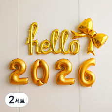 피앤비유니티 헬러우 리본 풍선세트, 01 골드, 2세트