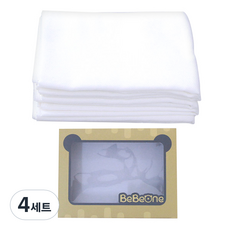 bebeone 布尿布兼多用途毛巾組 盒裝, 奶油白, 4套