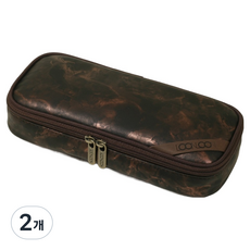 룬룬 663 스톤 스탠다드 필통, 커피 브라운, 2개