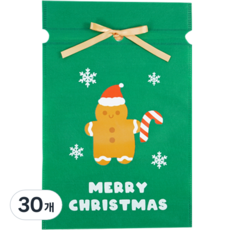 Donna&deco 聖誕節禮物包裝不織布袋 22 x 32 cm, 30個, 綠色 餅乾聖誕老人