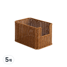 하우스레시피 PP 라탄 팬트리 바스켓, 브라운, 5개