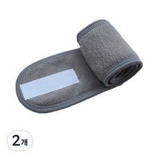 迷你超大彩色魔術貼洗臉帶, 灰色, 2個