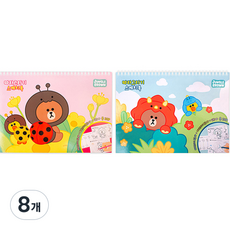 라인프렌즈 따라그리기 스케치북 랜덤발송 2p, 20매, 8개