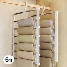 스모글 다기능 접이식 7층 사다리 바지걸이, 화이트, 6개