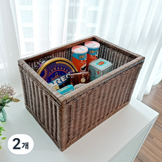 MAISONINDAHRATTANSHOP 藤編籃 J087H, 2個, 棕色