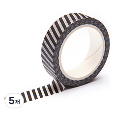 프린텍디자인 마스킹 테이프 15mm x 10m, 블랙 슬래시(DM22-1510), 5개