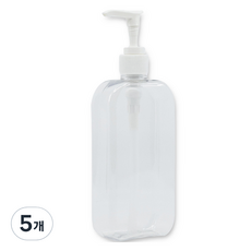 newnlook 廚房洗潔精纖薄按壓瓶補充空瓶 300ml, 5個, 透明圓形纖薄(補充瓶), 白色(一般按壓頭)