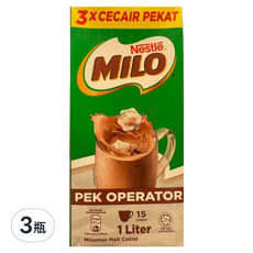 MILO 美祿 麥芽可可濃縮飲品, 3瓶, 1L
