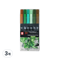 SAKURA Koi 彩色軟毛筆6色組, 04 自然, 3個