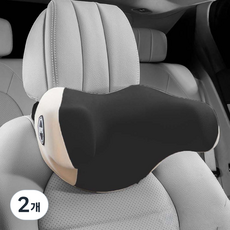 크로니클 차량용 풀라운드커브 지지 목쿠션 전차종 호환, 베이지블랙, 2개