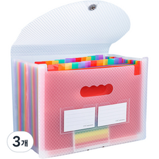 DOnG-A Pms 高級格紋封面彩虹索引A4文件夾, 25格 透明, 3個