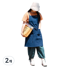 IAMPANDA 亞麻棉連身圍裙, 海軍藍, 2個
