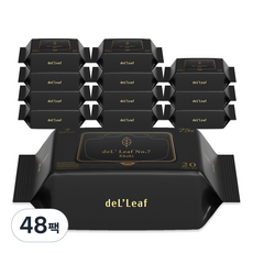 델리프 도톰 엠보싱 저자극 넘버 세븐 카키 물티슈 리필형 휴대, 75g, 20매, 48개