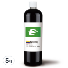 룰리커피 더치커피 콜드브루 커피 원액 디카페인 콜롬비아, 500ml, 5개, 1개입