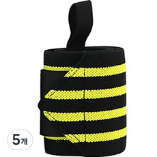 어코랄 벨크로 손목보호대 4줄 스트라이프 옐로, 5개