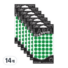 쁘띠팬시 칼라분류용 라벨 견출지 20-412, 녹색, 14개