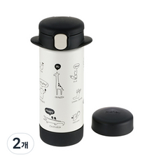 릿첼 2way 스테인리스 빨대컵, 블랙, 2개, 240ml
