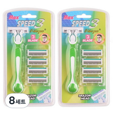 드위트리 MAX SPEED 3단 일회용 면도기 + 면도날 5p 세트 그린, 8세트