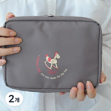 ELP Korea卡通奢華MP化妝包, 灰色, 2個