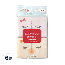 日本DAIREI 紅鼻掰掰超柔保濕面紙, 高保濕成分, 敏弱肌適用, 6包, 6袋