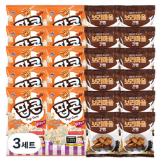 사조 전자레인지용 팝콘 달콤한맛 80g x 10p + 금풍제과 검은콩깨 보리마을 건빵 30g x 12p DANA 간식박스 5호 세트, 3세트