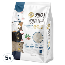 사조동아원 케어 캣리터 99.7% 굵은입자, 무향, 5개, 3.4kg