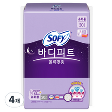 바디피트 쏘피 볼록맞춤 생리대날개형, 슈퍼롱, 20개입, 4개