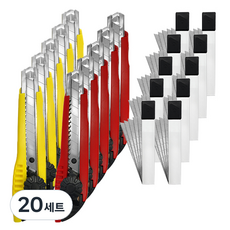 Bluemato 辦公室切割刀片套裝大旋轉型18mm CTK004, 隨機出貨, 20套