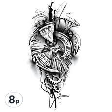 Dalmoa 字母指甲花紋身刺青貼紙, AE 16, 8個