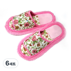 이티엔 극세사 청소슬리퍼, 6세트, 핑크